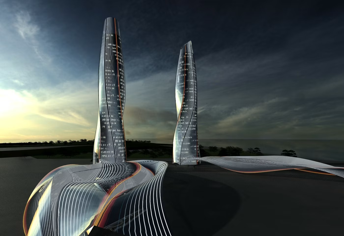 A pair of towers designed by Ken Chan